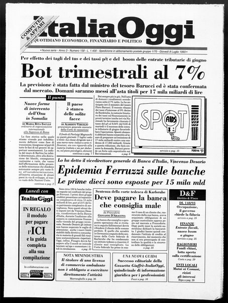 Italia oggi : quotidiano di economia finanza e politica